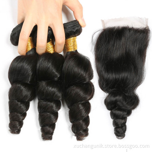 Uniky wholesale 10A brazilian cuticle aligned hair,100% virgin human indian hair, peruvian hair bundles with lace front closure